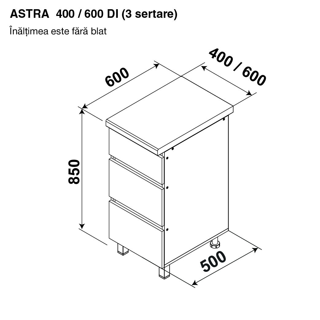 Modul inferior ASTRA 600 DI — Alb
