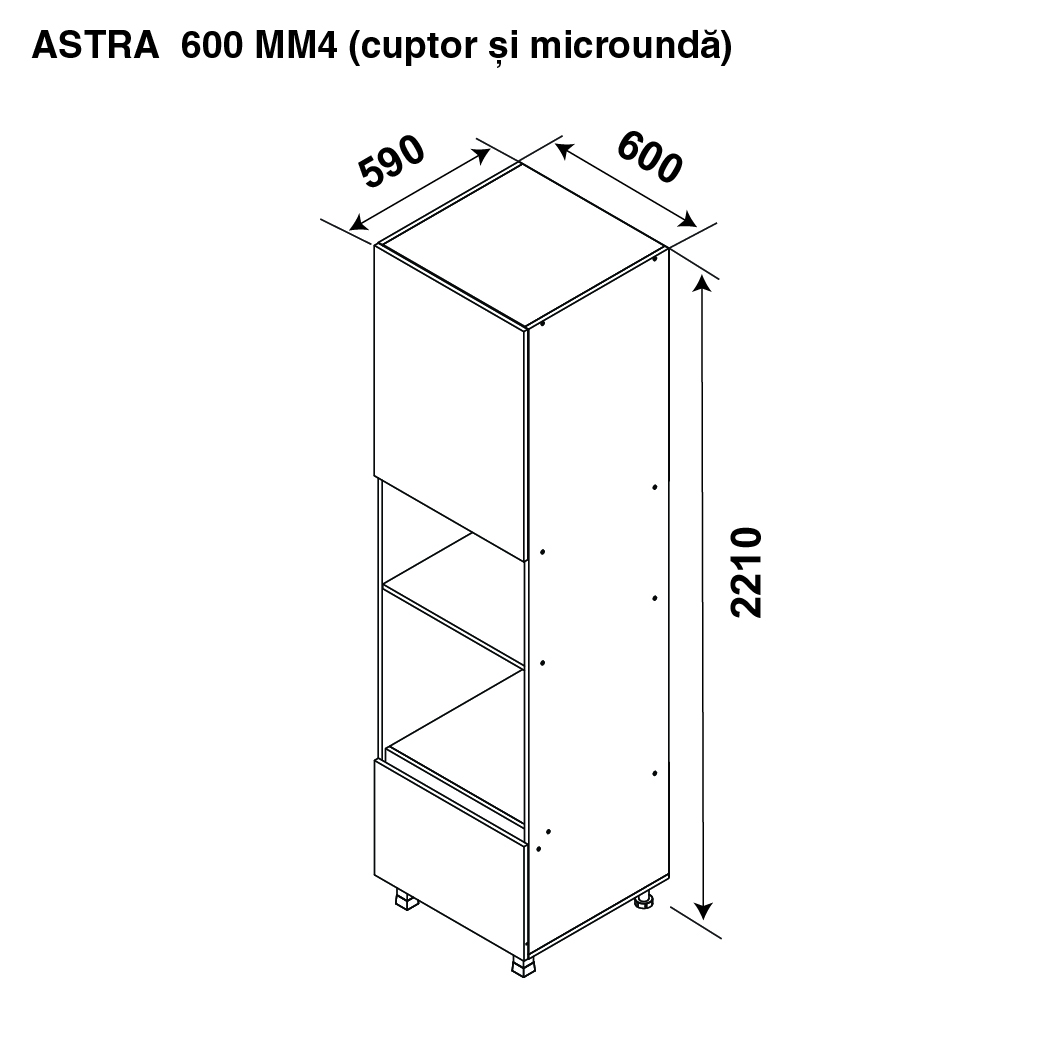 Modul înalt ASTRA MM4 600 (Modul înalt cuptor/microundă) — Alb