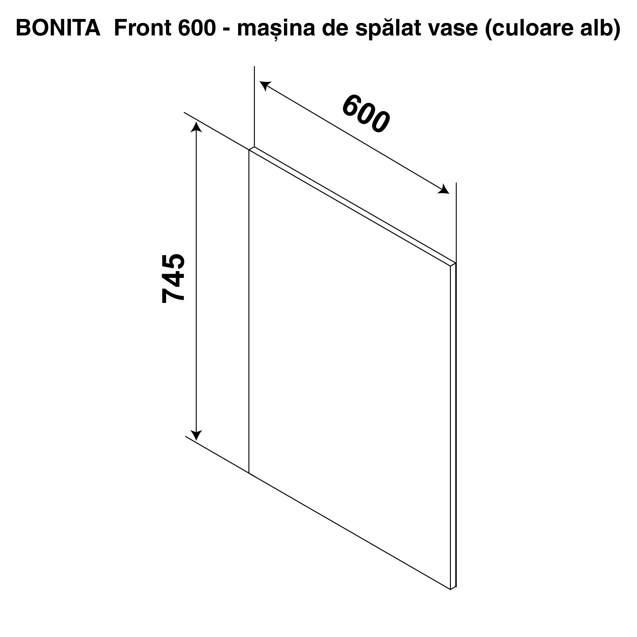Front BONITA 600 masina de spalat vase — Alb
