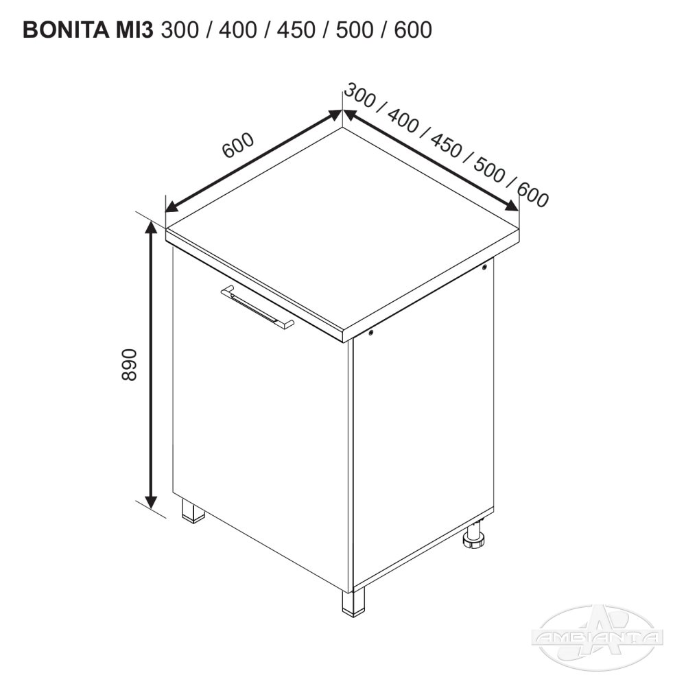 Нижний модуль BONITA MI 4 600 (мойка) — Белый