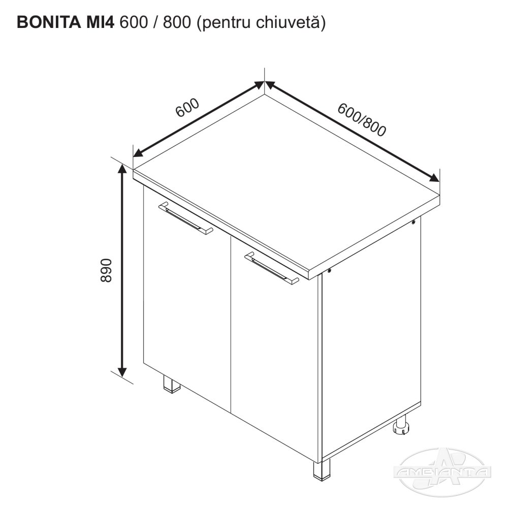 Нижний модуль BONITA MI 4 600 (мойка) — Кашемир