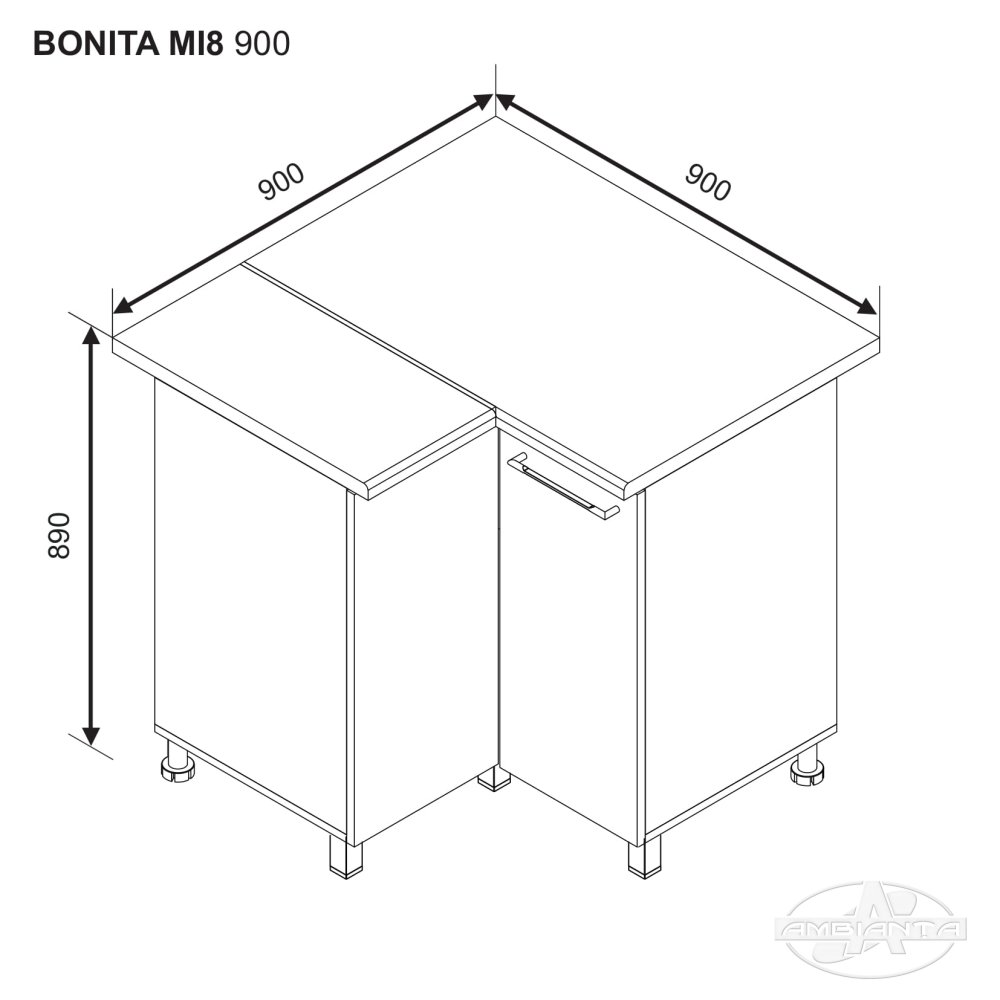 Нижний угловой модуль BONITA MI 8 900 — Белый