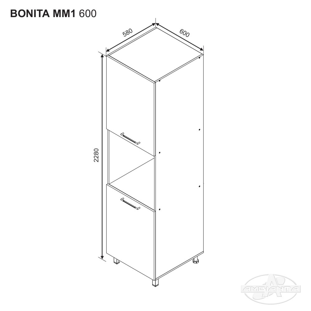 Высокий модуль  BONITA MM 1 600 (духовой шкаф) — Белый