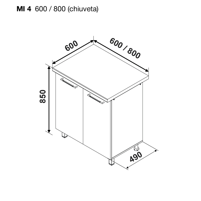 Base module BONITA MI 4 800 (for sink) — White