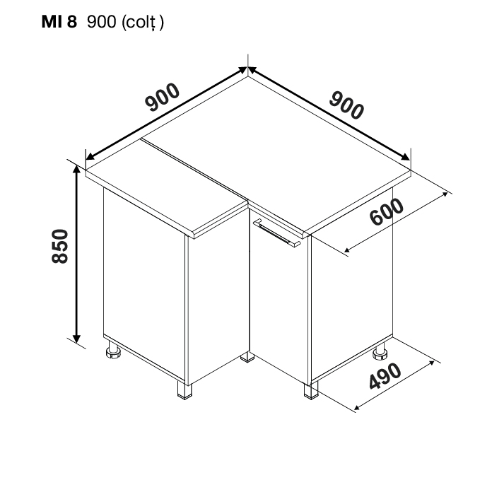 Corner base module BONITA MI 8 900 — White