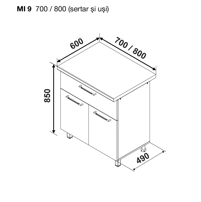 Base module BONITA MI 9 700 (drawer + doors) — White