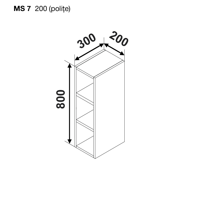 Upper module BONITA MS7 200 (shelves) — White
