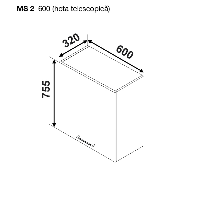 Upper module BONITA MS2 600 (telescopic hood) — White