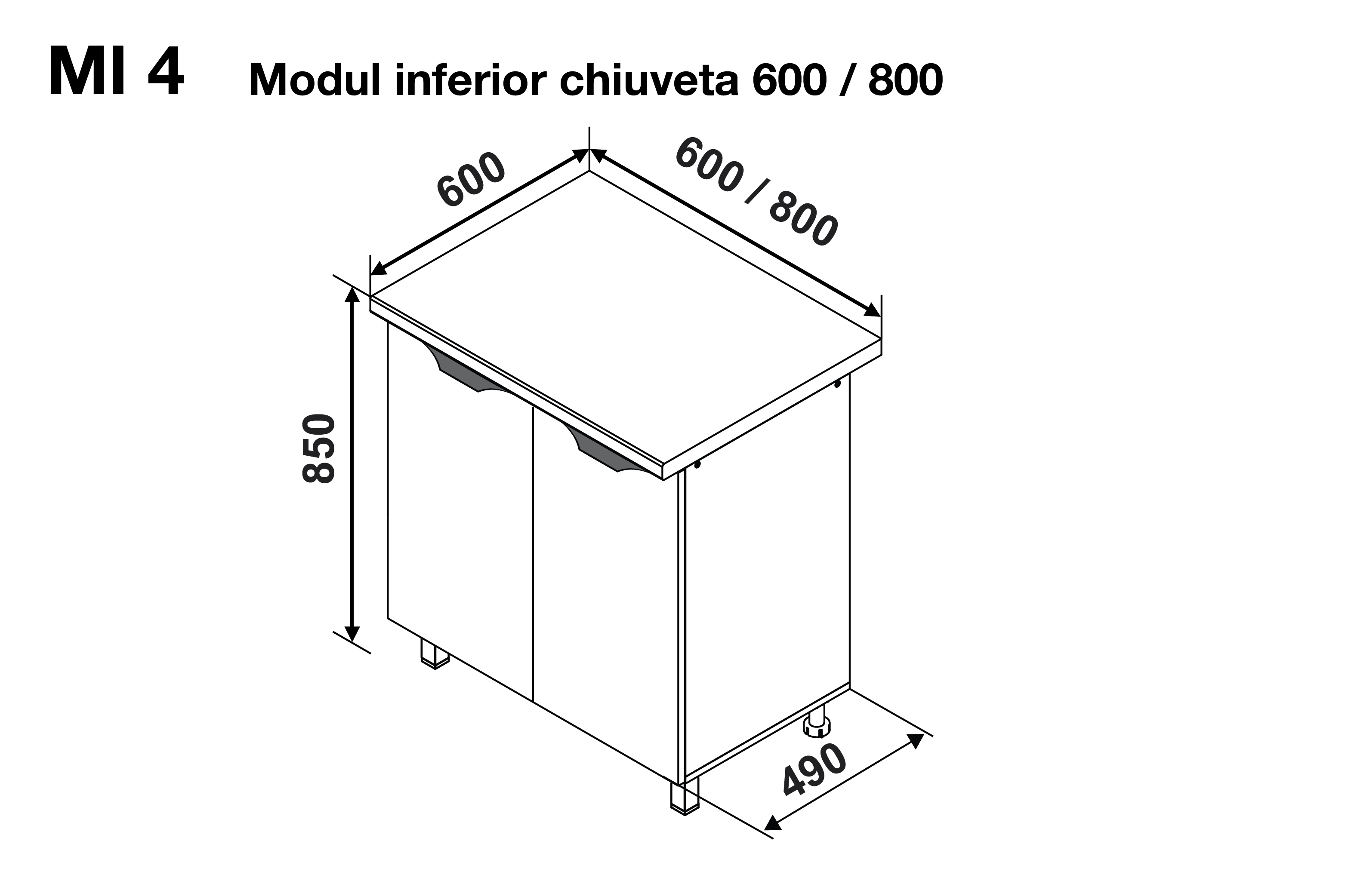 Modul inferior GLORIA MI4 800 (chiuvetă) — Capucino