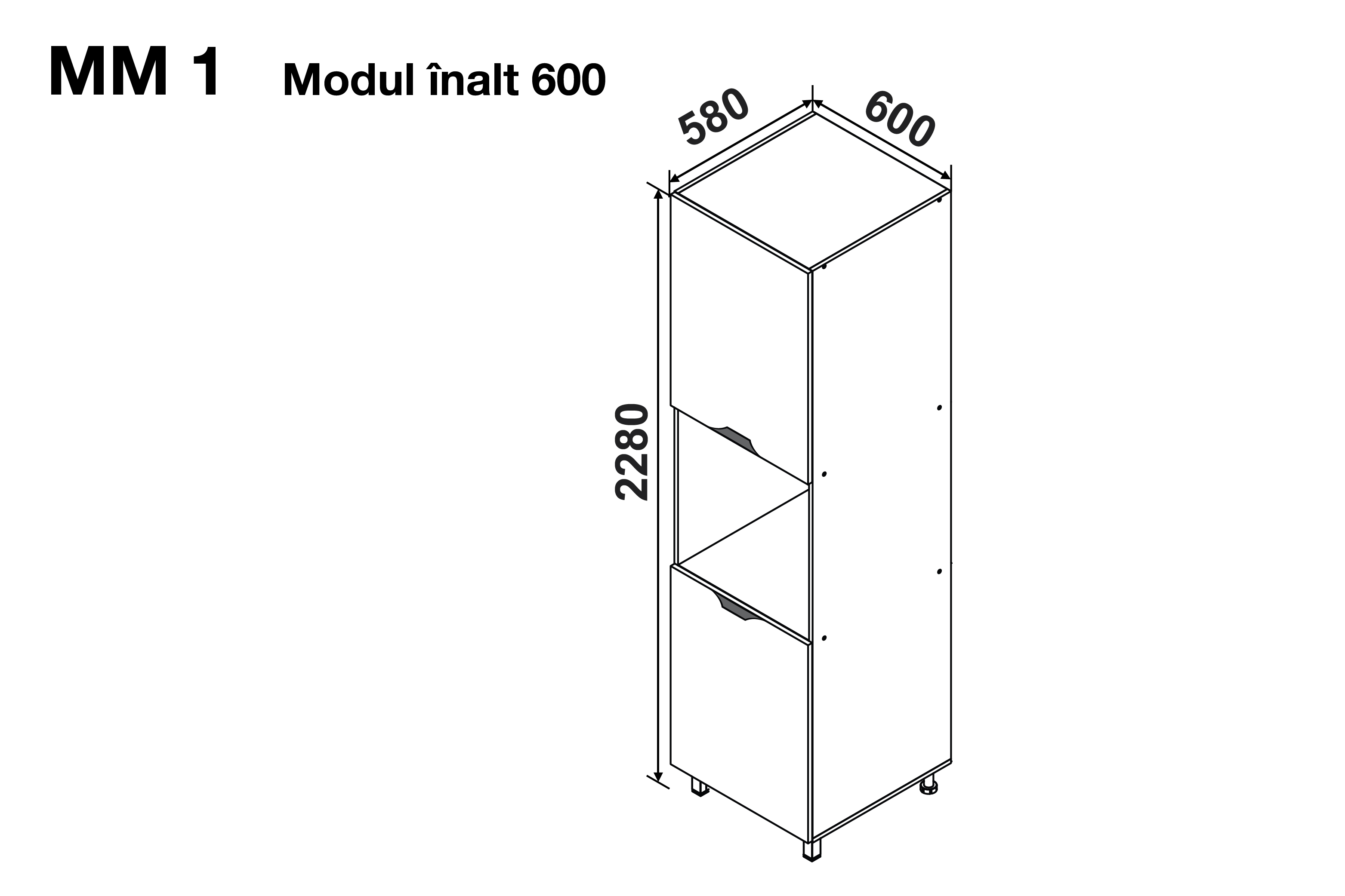 Tall module GLORIA MM1 600 (for oven) — Cappuccino