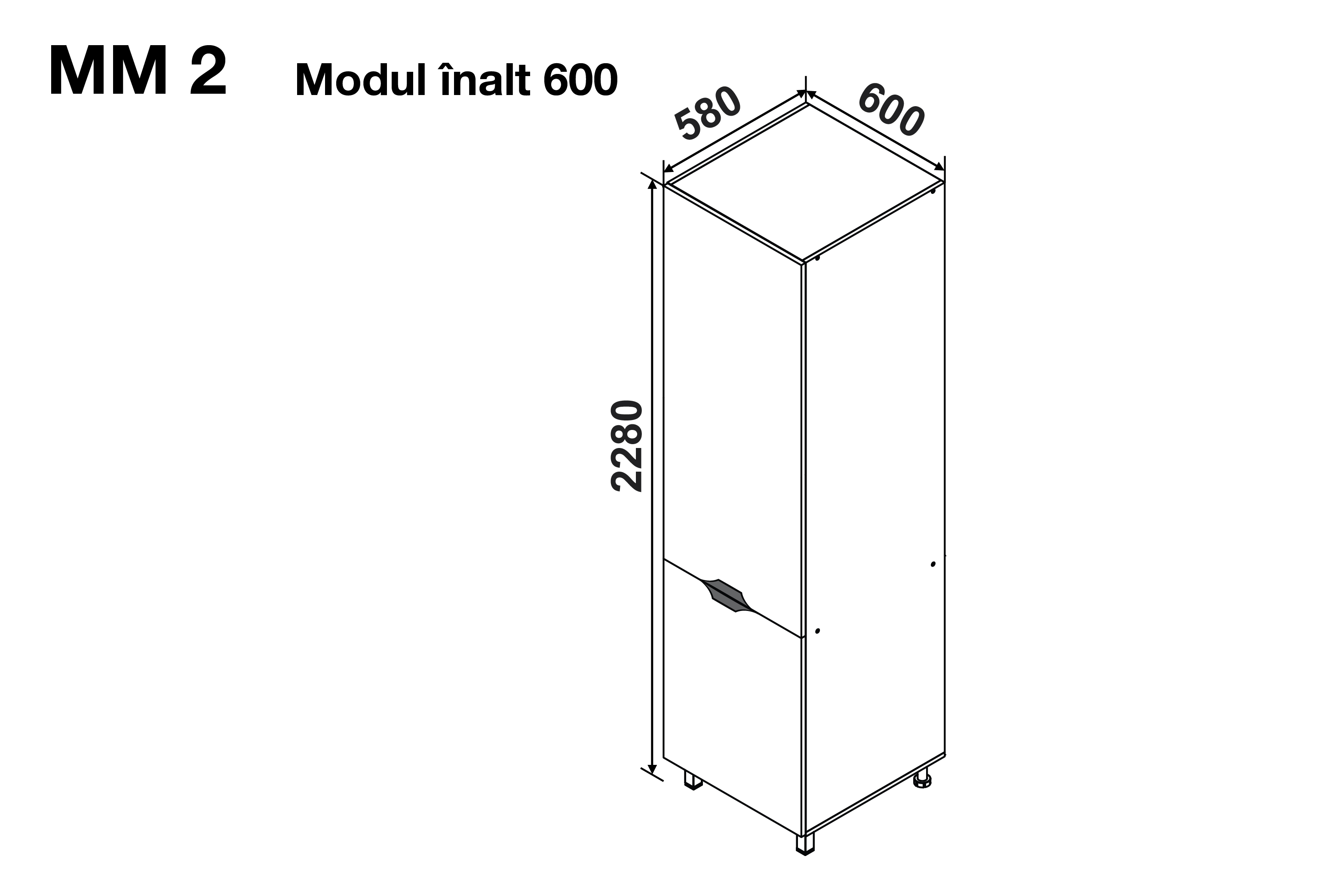 Tall module GLORIA MM2 600 (glass display cabinet) — Cappuccino