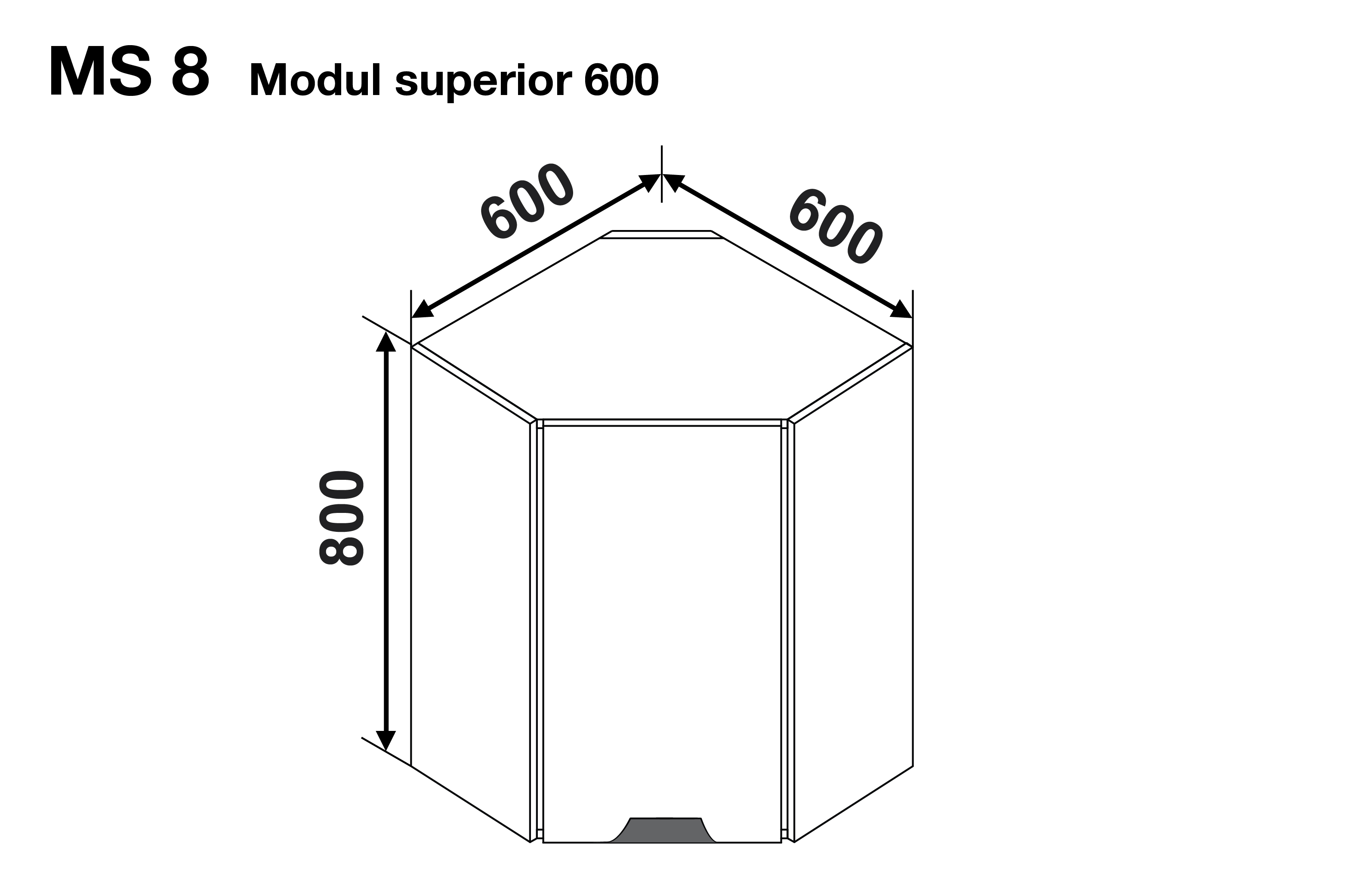 Corner upper module GLORIA MS8 600 — Cappuccino