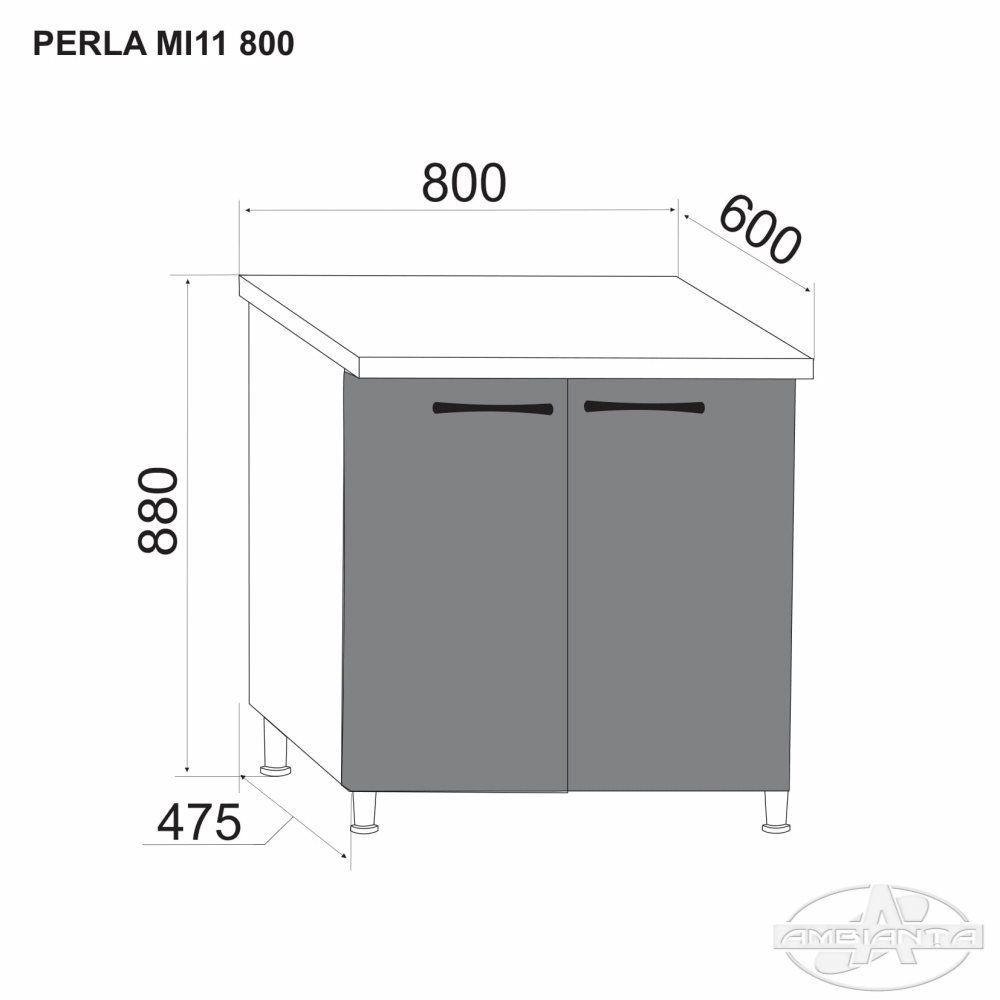 Шкаф PERLA MI11 800 (нижний модуль) — Белый