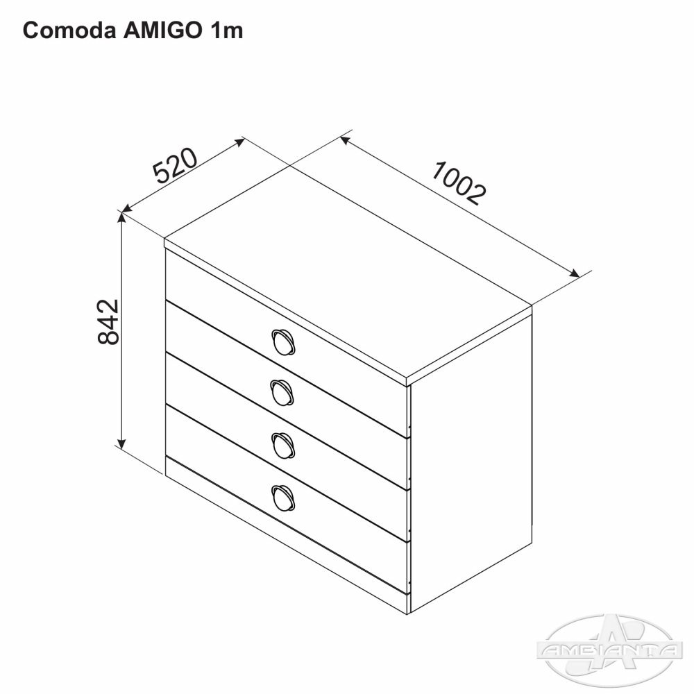 Comoda AMIGO 1.0 m — Gri
