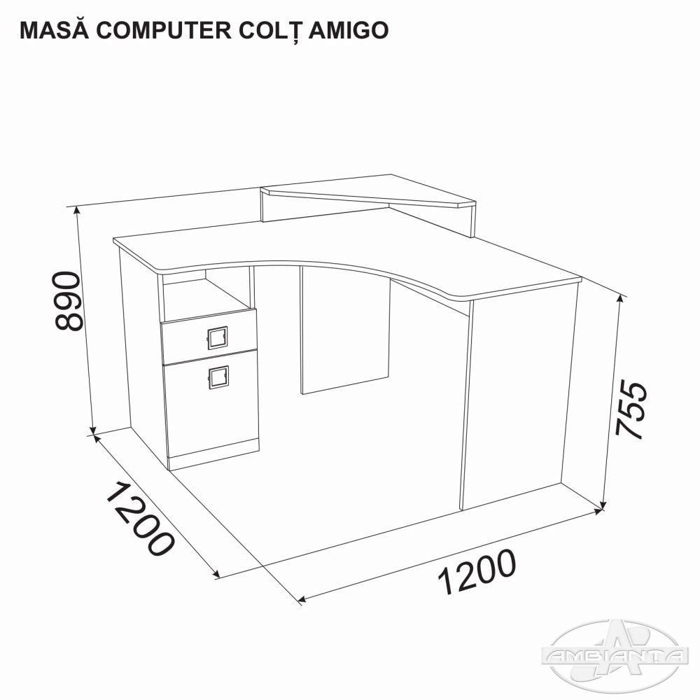 AMIGO Corner Computer Desk — White