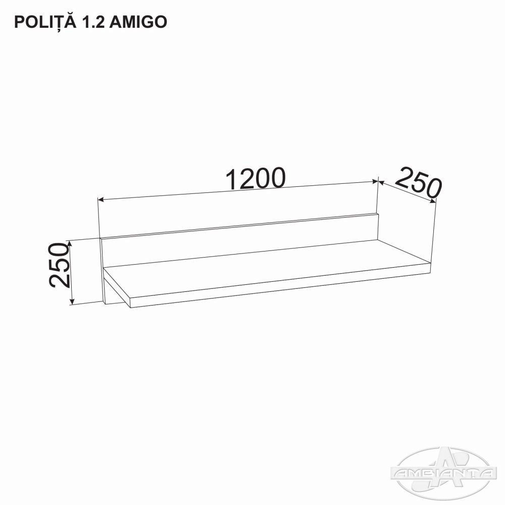 AMIGO 1.2m shelf — Gray