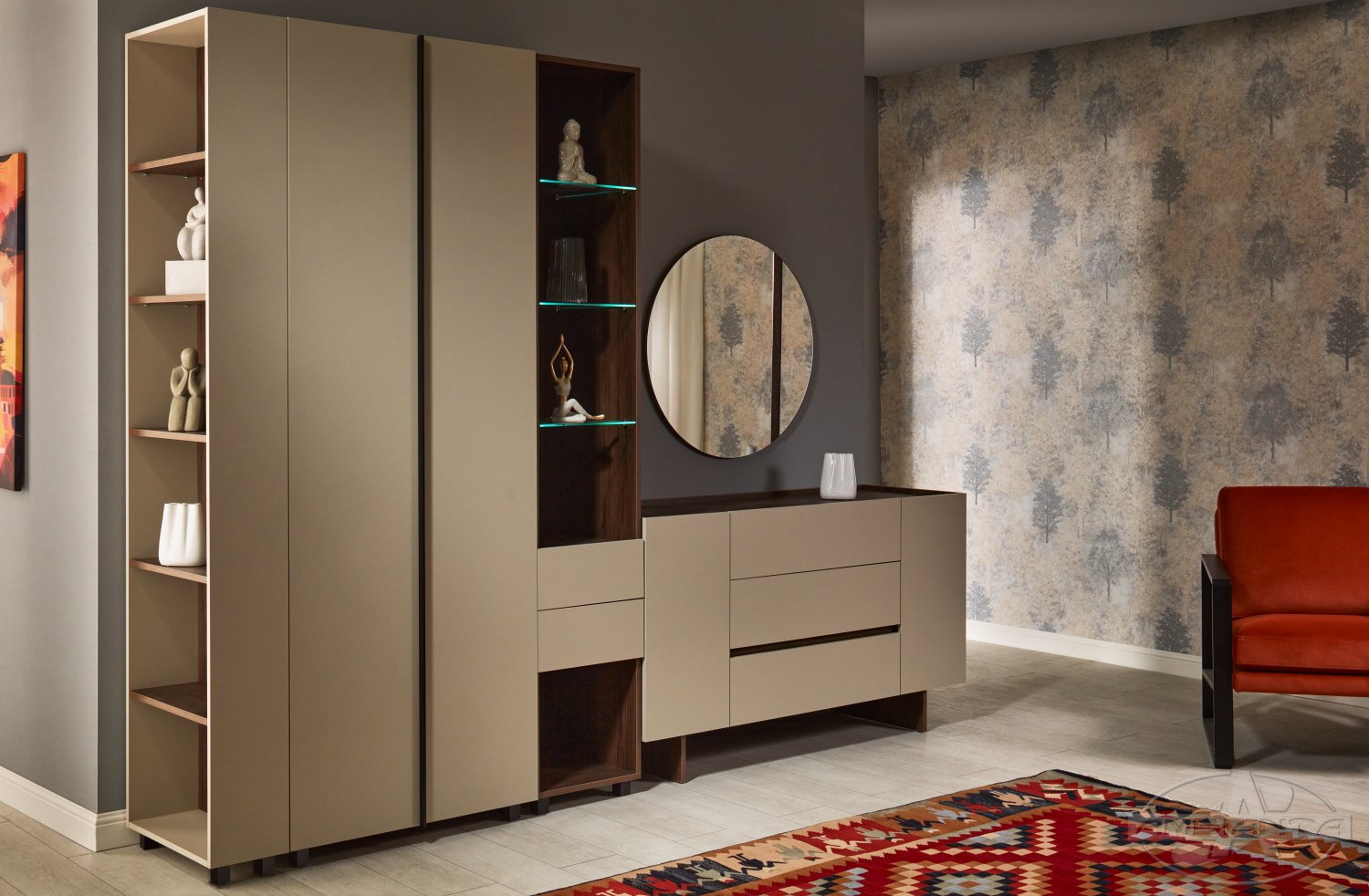 Dulap polițe sticlă KOSMO 0.4 m — Artisan — Crem