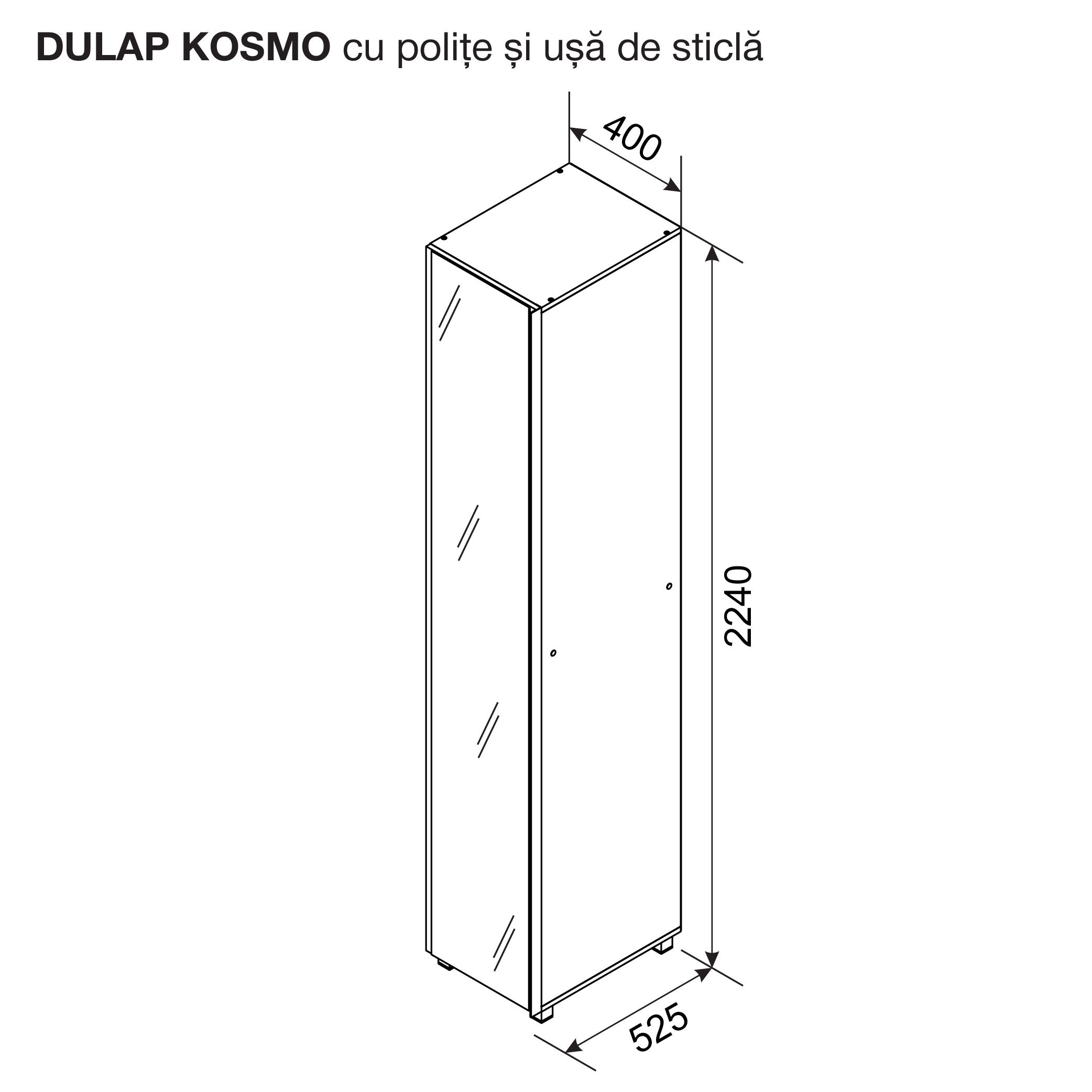 KOSMO wardrobe shelves with glass door 0.4 m — Artisan — Cream