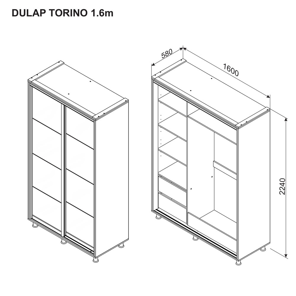 Dulap TORINO PAL 1.6 m