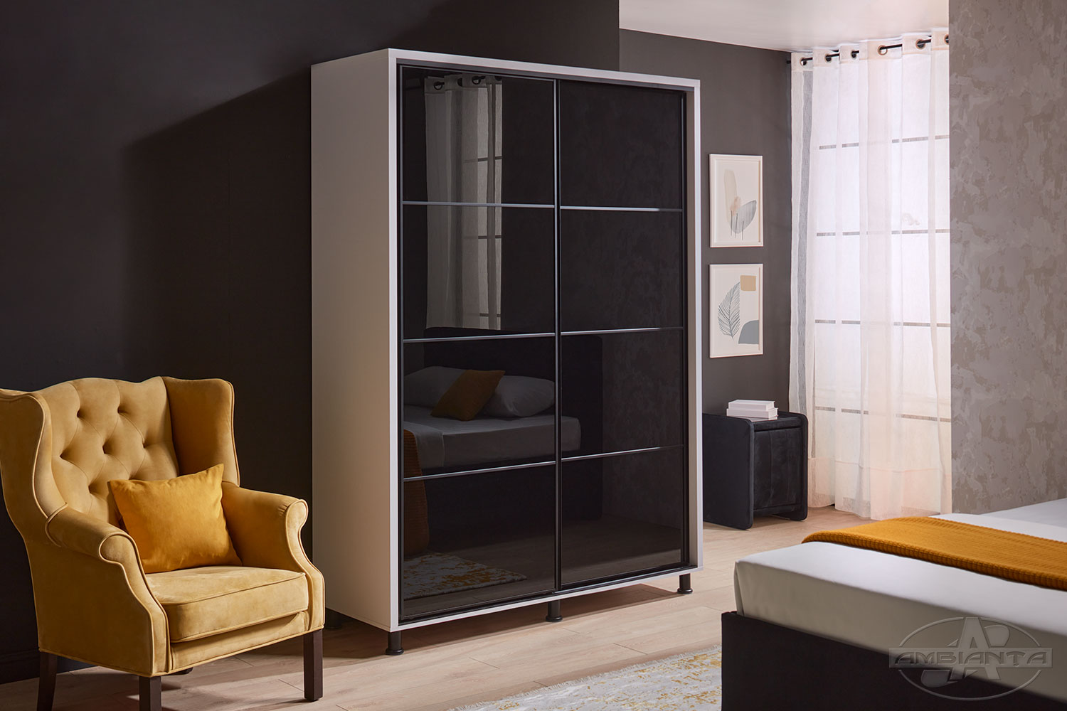 Dulap TORINO sticla 1.8 m — Alb