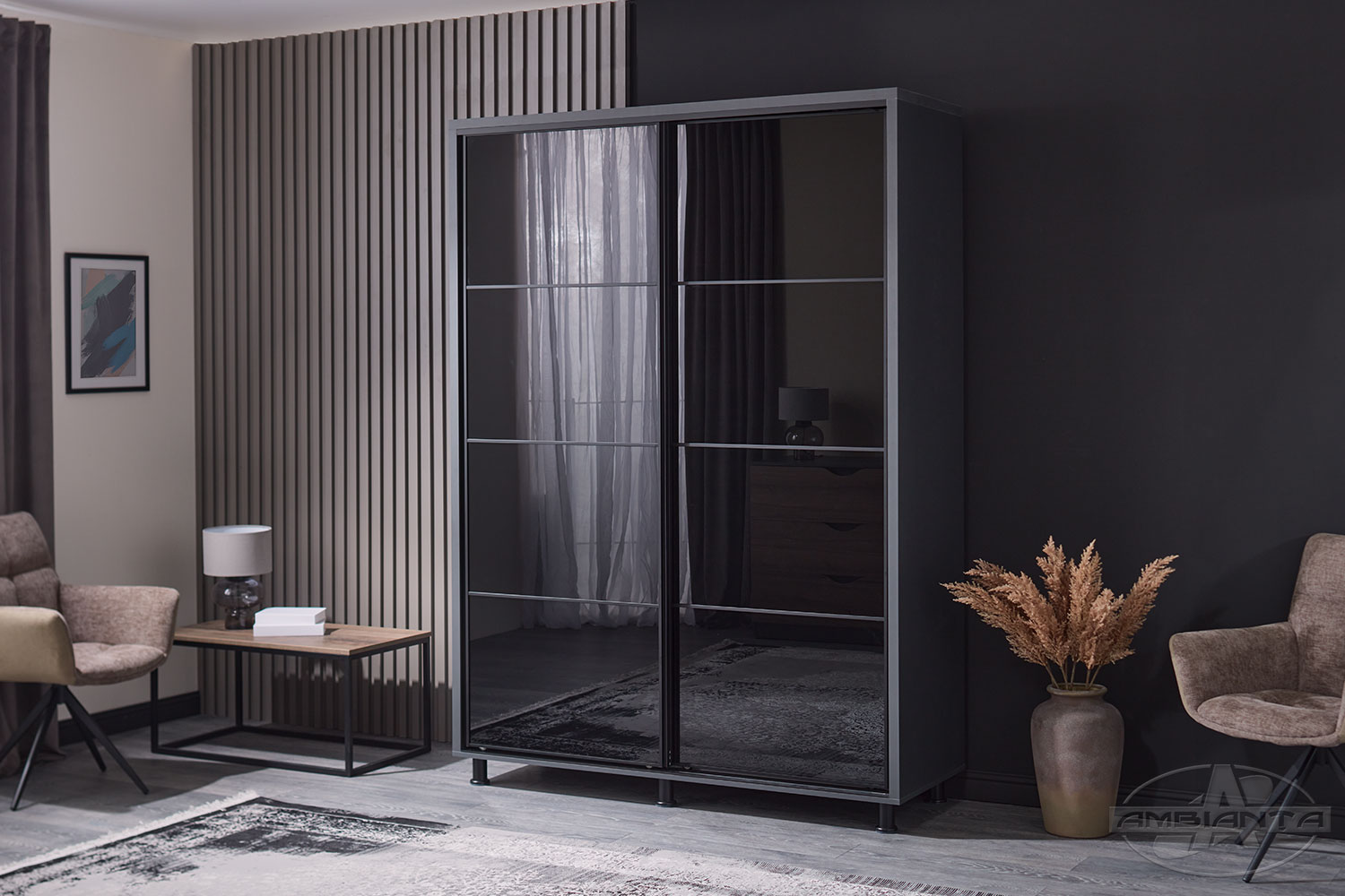 Dulap TORINO sticla 1.8 m — Grafit