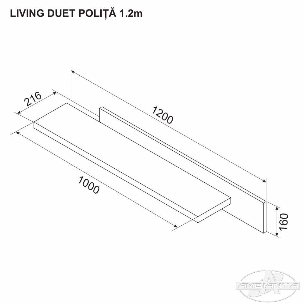 Living DUET polița 0.8 m — Bardolino — Gri
