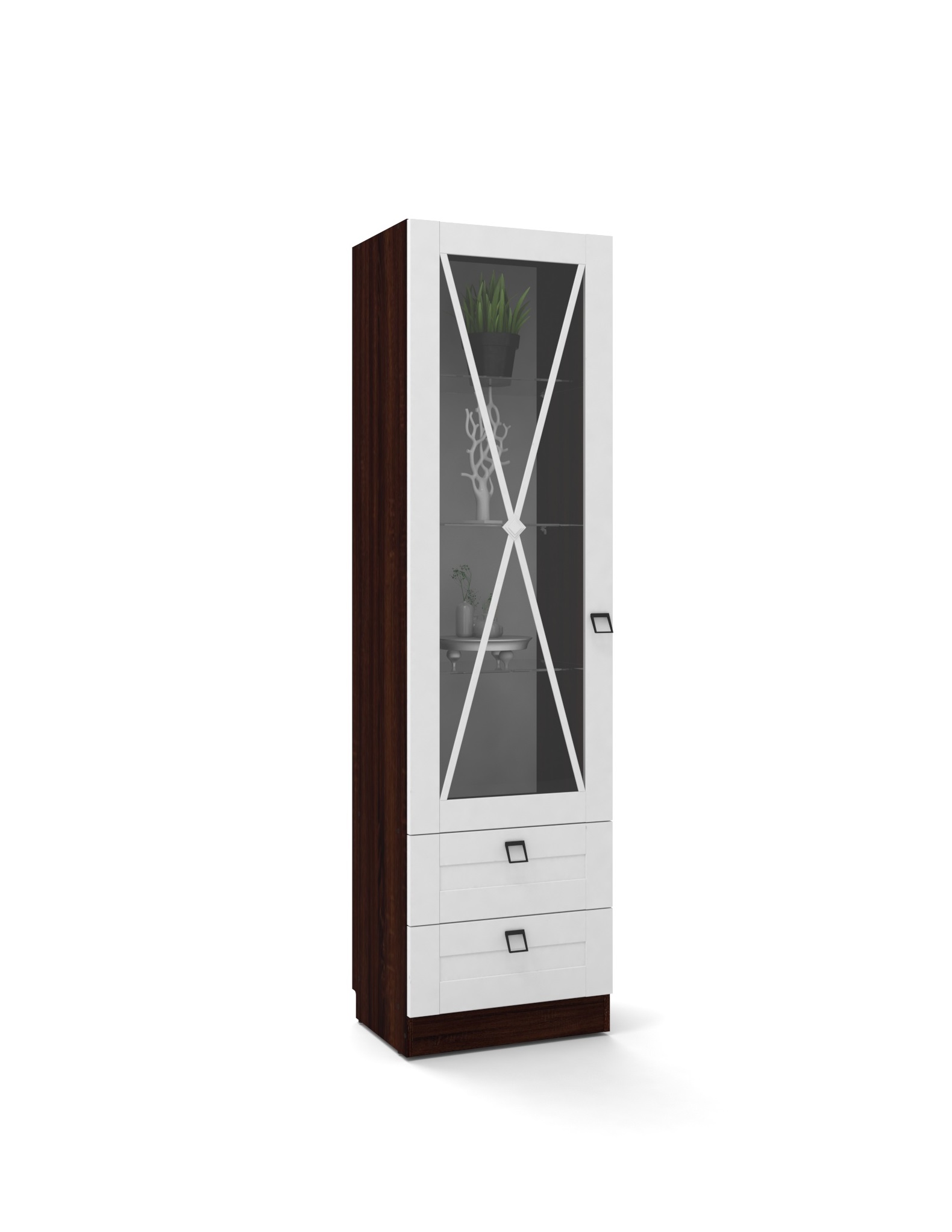 Living ELDORADO dulap cu vitrina si sertare 0,55 m — Alb
